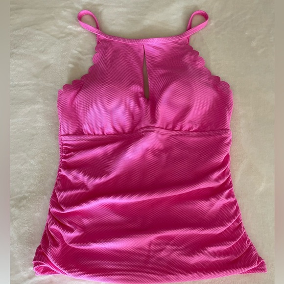 Crown and Ivy Pique High Neck Tankini Swim Top Pink Size 10 - Picture 3 of 5